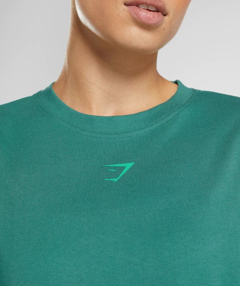 Women's Gymshark Fraction Oversized T-Shirts Green | CA A30675